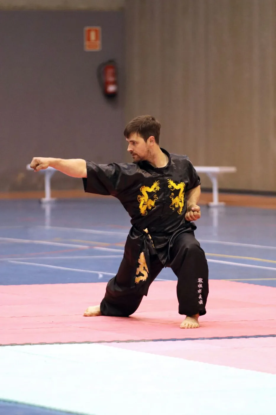 Shifu Juan Manuel ejecutando una forma sobre el tatami Shifu Juan Manuel ejecutando una forma sobre el tatami